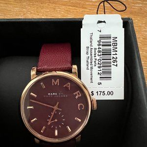 Marc by Marc Jacobs Baker Women's Rose Gold Watch, Wine Red Strap MBM1267